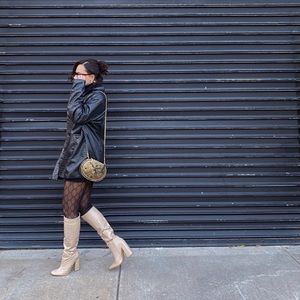 Black faux leather oversized jacket